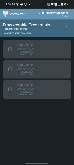 NFC Passkey Managerの画面