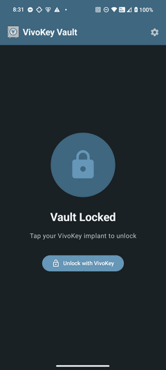 VivoKey Vaultの画面