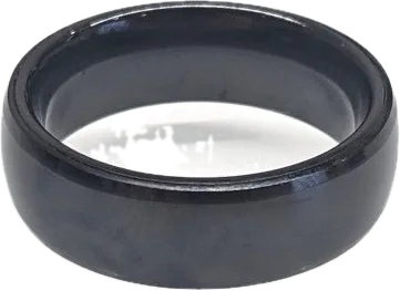 Magic Ring v2, a black ceramic ring with a chamfered edge