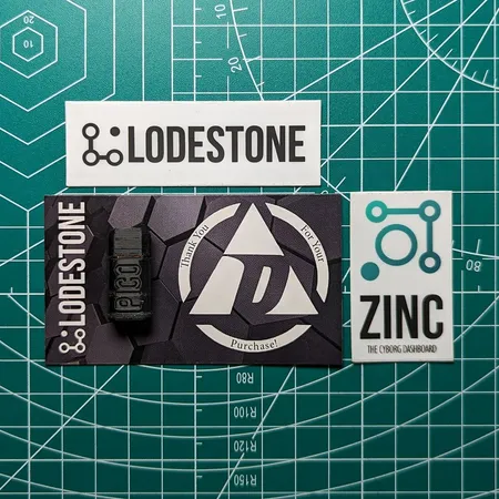 Lodestone PICO retail packaging with the black dongle, branded card and the ZINC ‘cyborg underground’ logo